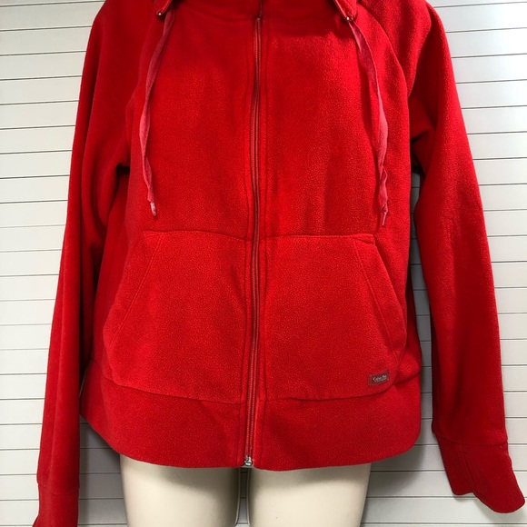 Calvin Klein Women Red Performance Full Zip Fleece Jacket L - Picture 3 of 6